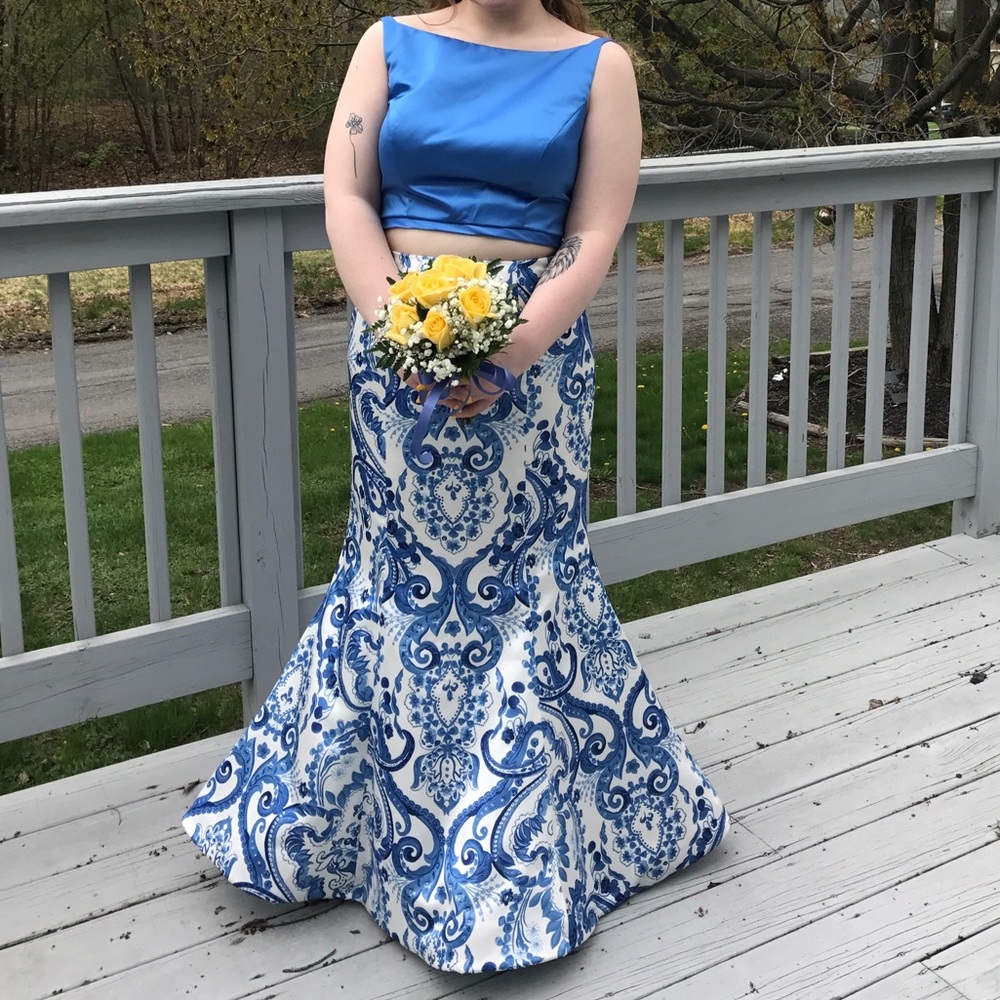 Sherri Hill Two Piece Floral Prom Dress